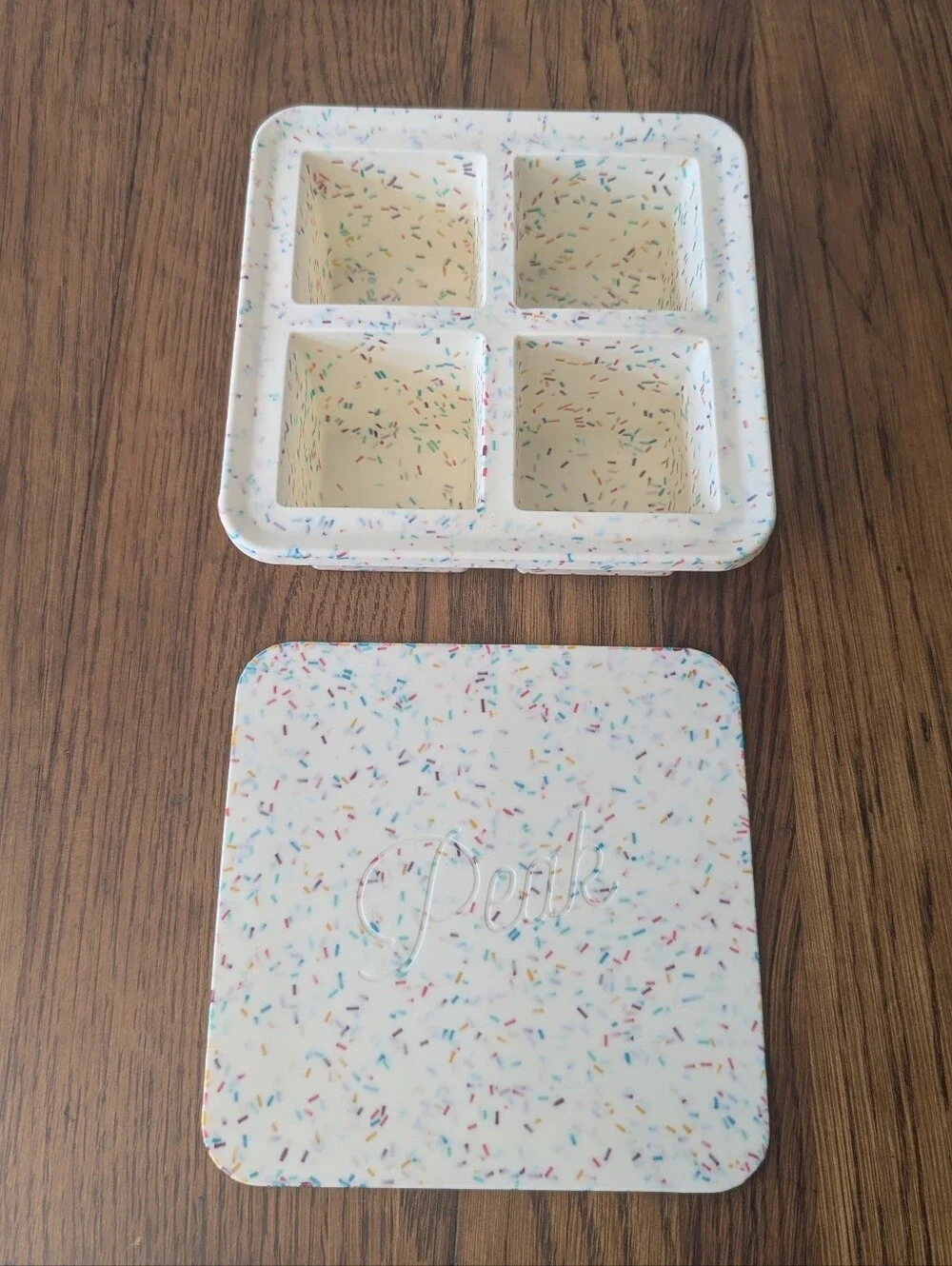 W&P Peak Extra Large Ice Cube Tray + Lid White Speckled Funfetti Silicone